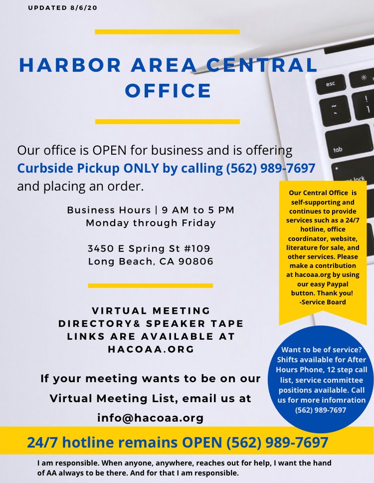 Central Office Physically Open Starting 4/2/20