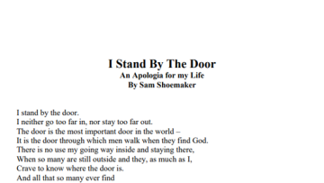 Poem by Rev. Sam Shoemaker