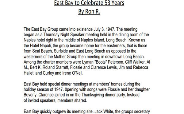 East Bay Group 53rd Anniversary